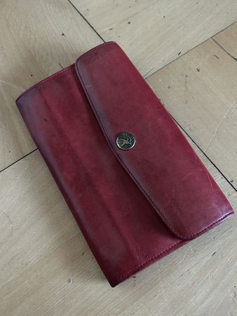 Vintage Leder-Portemonnaie / Clutch rot – echtes Leder