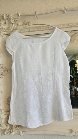 Bluse Top aus Leinen Grösse XL / 40 - 42 Weiss