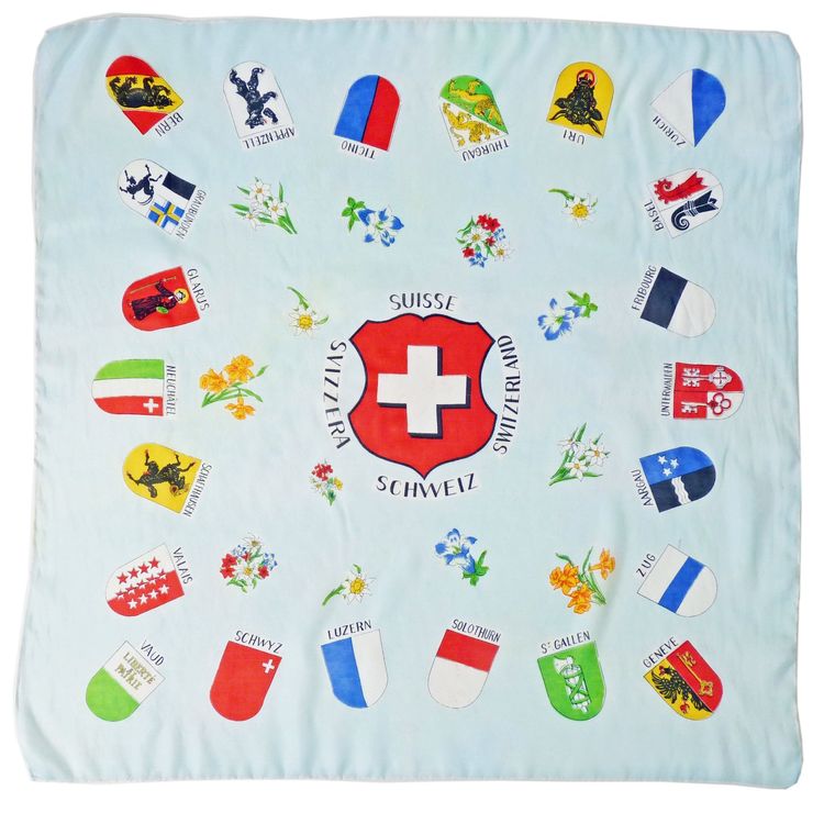 Foulard Vintage En Soie Union Bank Switzerland - Dimensions 89x90 Cm, Fond Ivoire