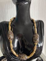 Collier vintage doré et marron, style unique & tendance