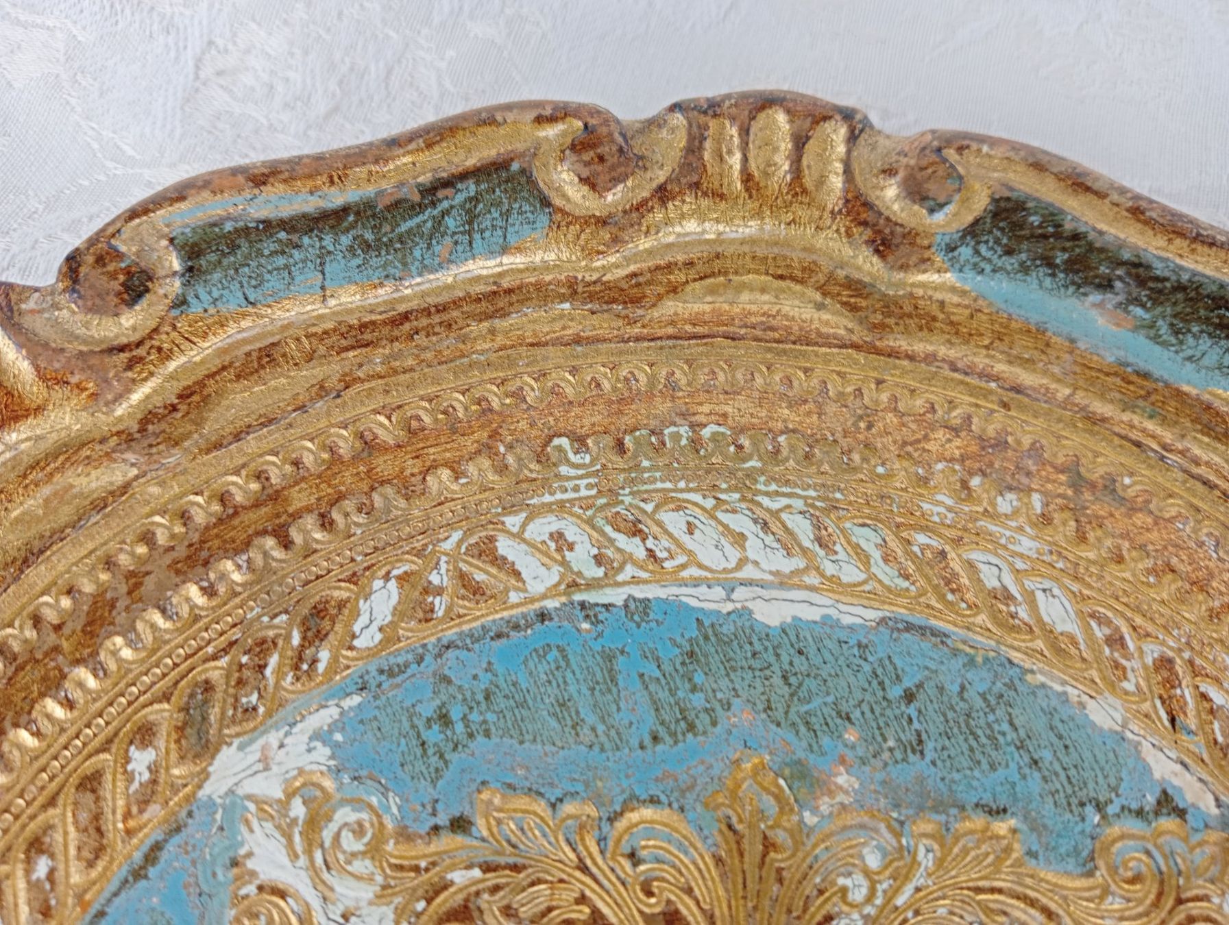 Piatti di portata: Florentiner Platte Tablett Gold - Bleu vermutlich Holz – Usato da Oberdorf BL venduto da Barocki888 1