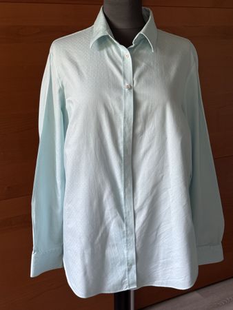 Lässige,neue Bluse/ Grundfarbe minth / weiss gepunktet Gr.44