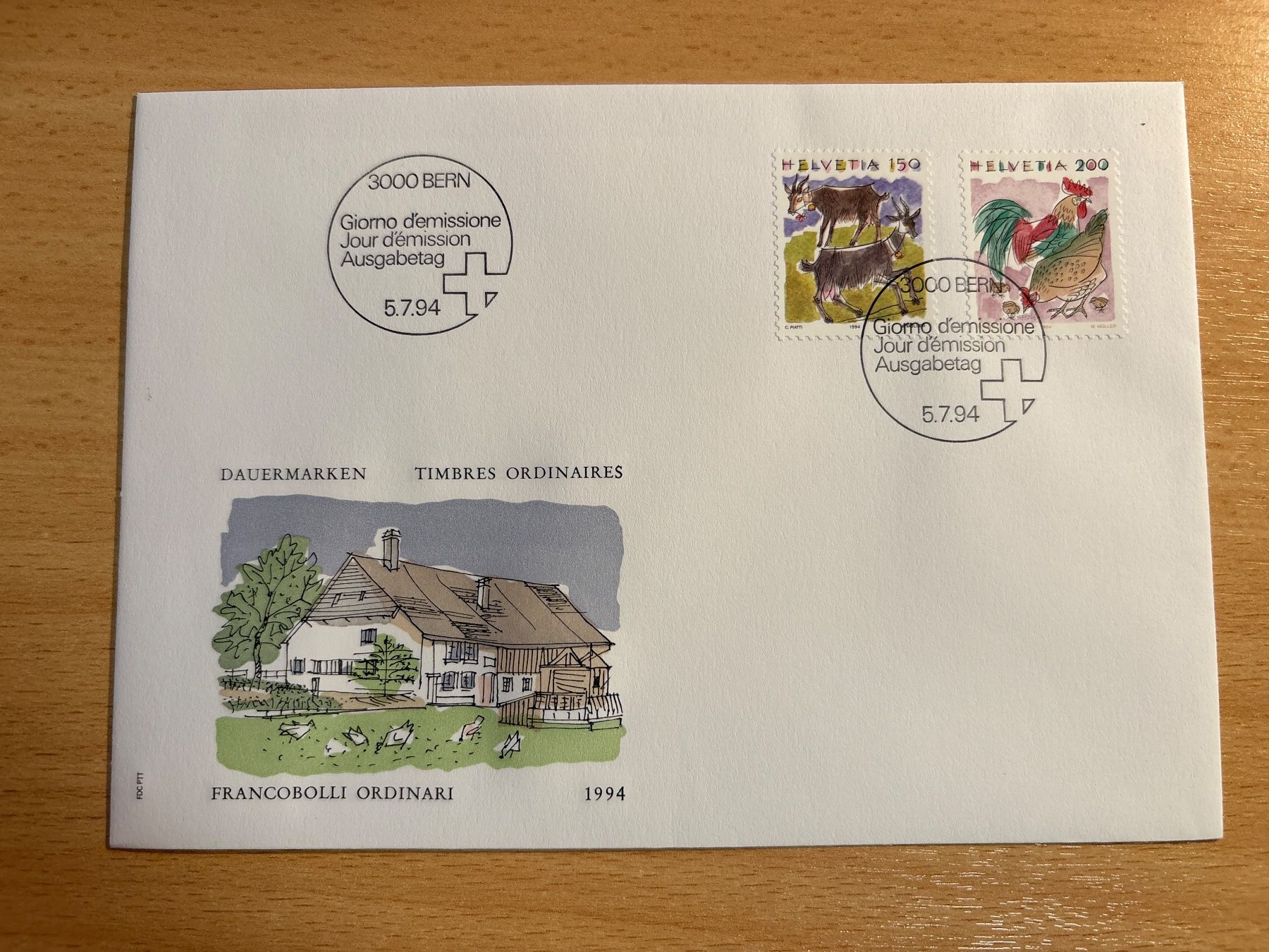 Tutti i francobolli: Kuvert der Schweizerischen Post, Ersttag 5.7.1994, Top! – Usato da Ibach venduto da lisch3