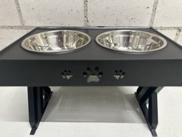 Erhöhter Hundenapf, Doppelnapf für Hunde, Schwarz