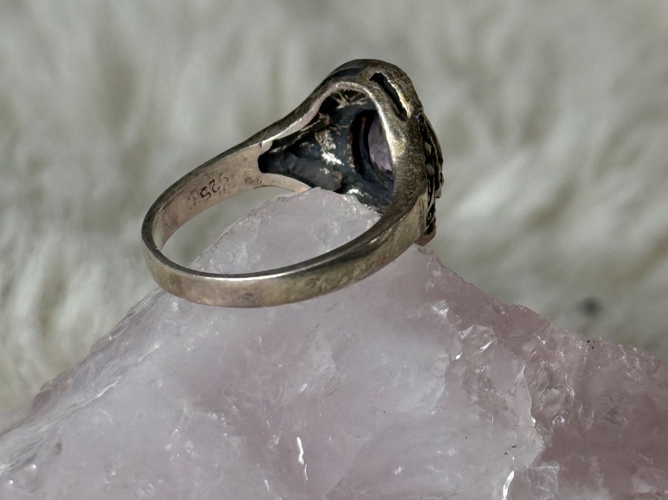 Anelli: Vintage Silberring 925 mit lila Stein – Usato da Istighofen venduto da Ringparadies 1