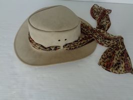Beige Australischer Damen Lederhut Jakaru Grösse 61cm.