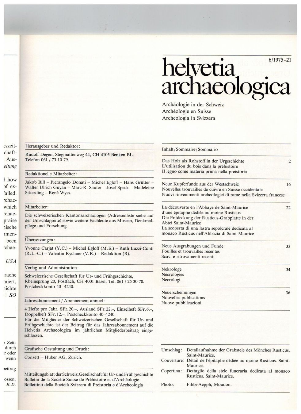 Libri: Archäologie: Rusticus-Grabplatte, St-Maurice VS – Nuovo (secondo la descrizione) da Biel-Benken BL venduto da rud_yc8p 1
