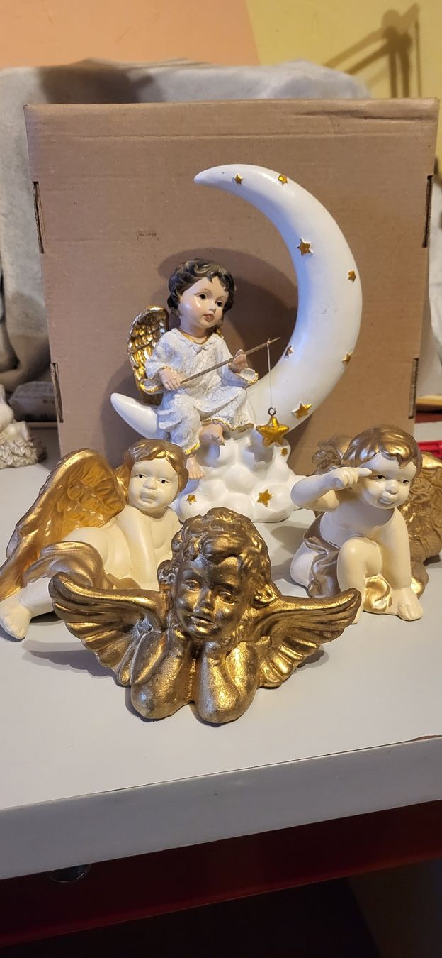 Statuette: Engelsammlung mit Goldfarben 4 Engel – Usato da Schweizersholz venduto da fuchs06