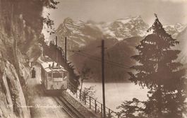 Brunnen SZ Tram Morschachbahn am See Bahn