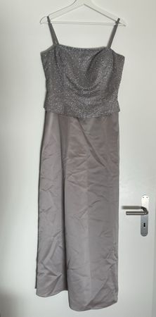 Elegantes Abendkleid von Modissa Gr. XL Pailletten Silber