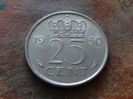 PAYS-BAS  Nederland  25  Cent  1950