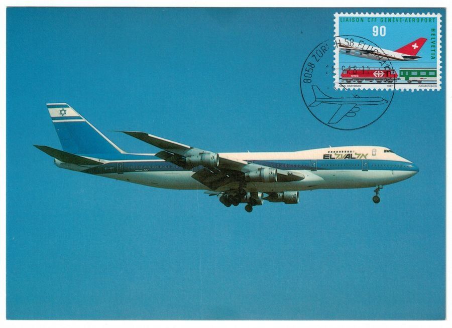Cartoline postali: EL AL Boeing 747-258 B, Maximumkarte – Usato da Frauenfeld venduto da POML