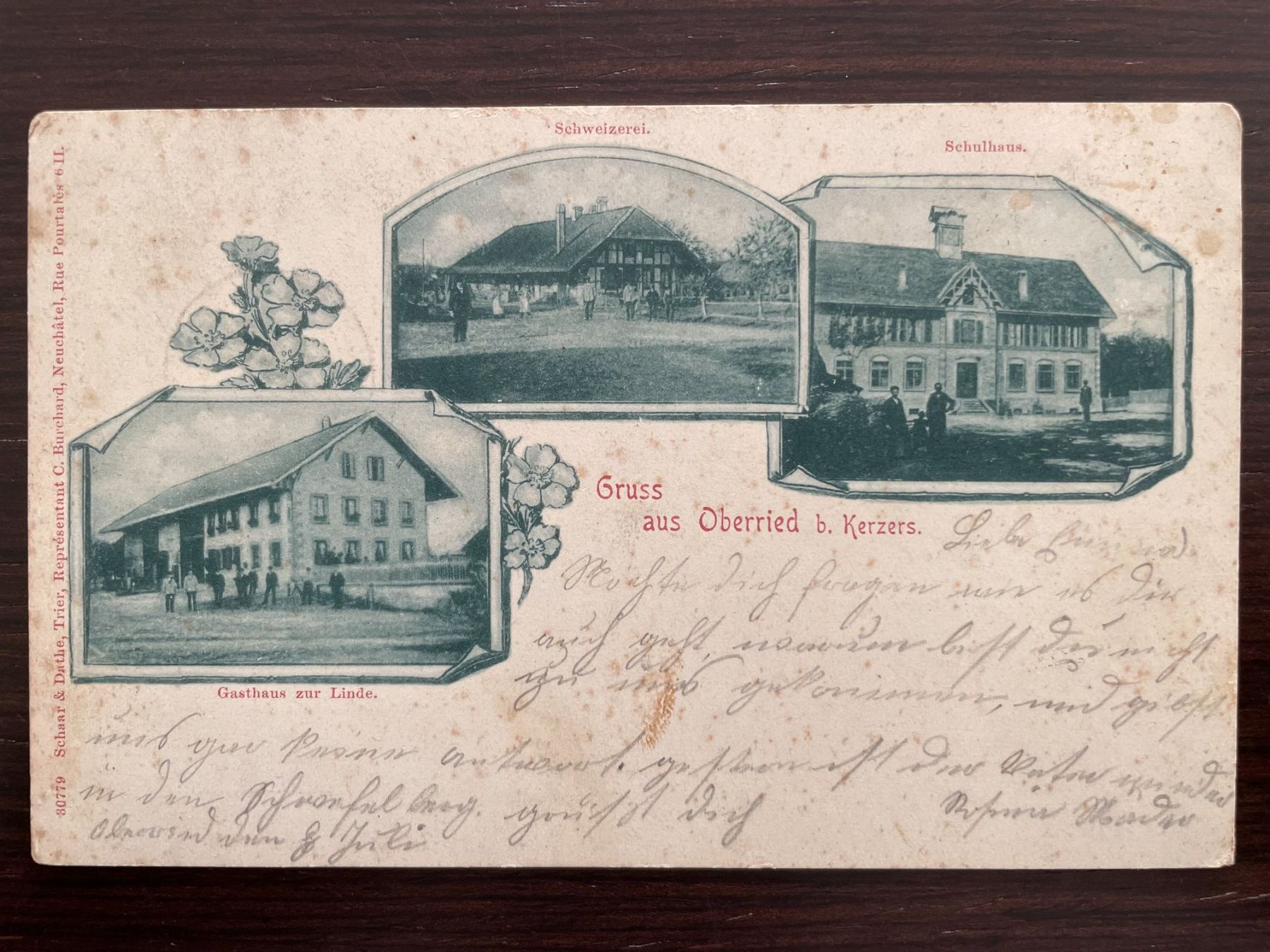 Cartoline postali: GRUSS AUS OBERRIED BEI KERZERS 3 Bild, 1902 – Usato da Wald ZH venduto da TLILEF
