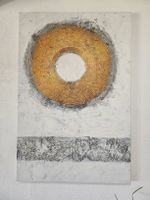 Abstraktes Bild 3D-Effekt Gold Weiss Leinwand 150x100cmx5cm