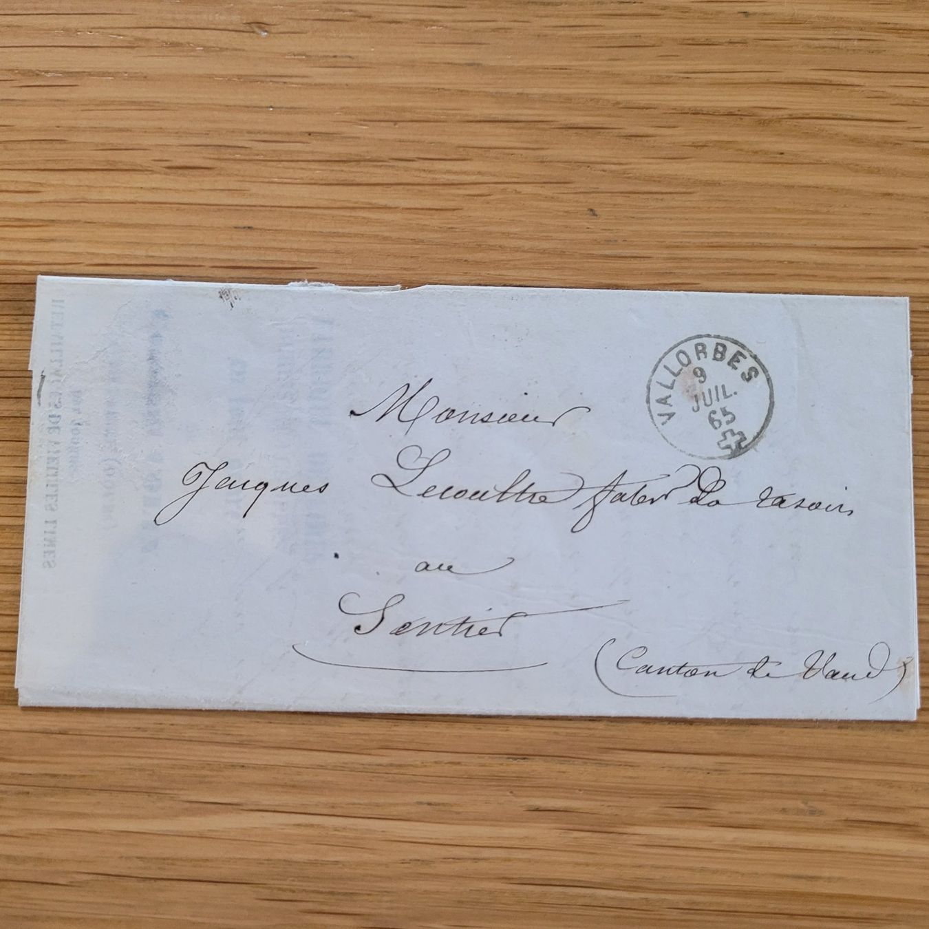 Tutti i francobolli: Document Préphilatélique Vallorbes 1865 Le-Sentier – Usato da Biel/Bienne venduto da Destockweb