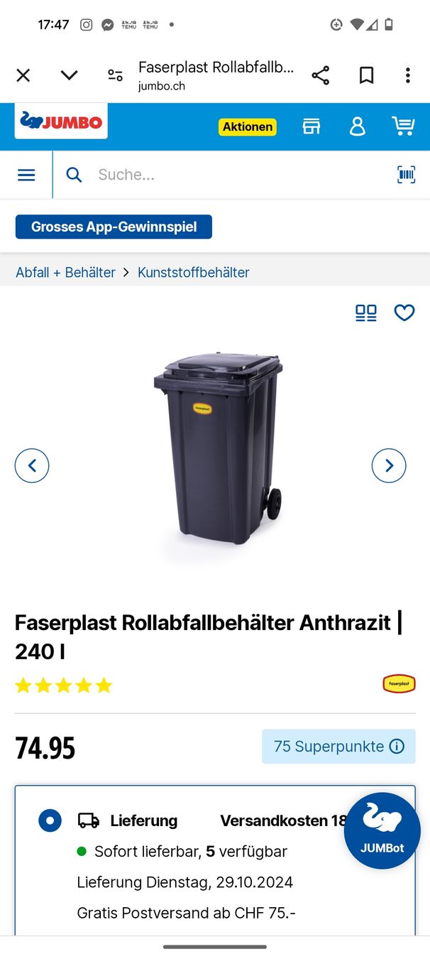 Cestini per rifiuti: Rollabfall Neu 240 l – Nuovo (secondo la descrizione) da Kloten venduto da Ronusa01 2