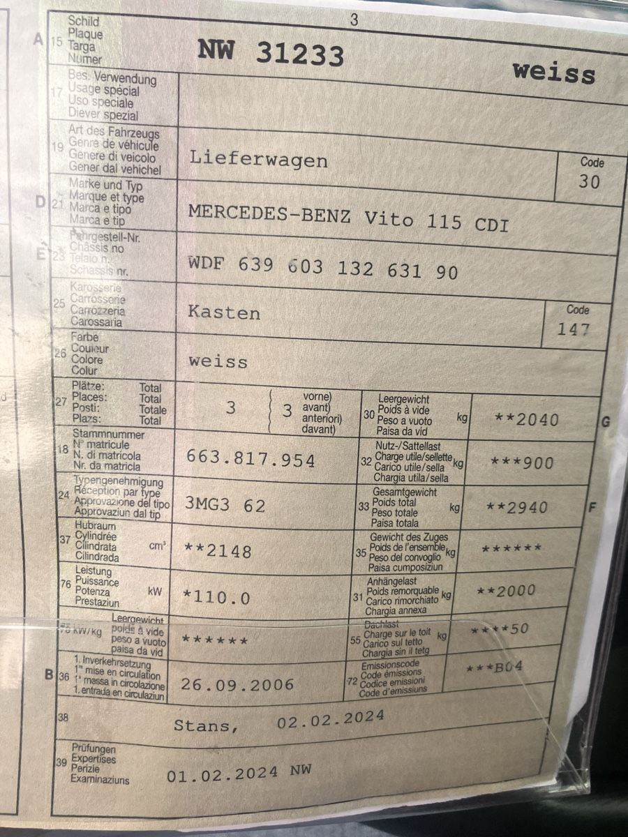 Automobili: Mercedes Vito – Difettoso da WOLFENSCHIESSEN venduto da largocimodevila 2