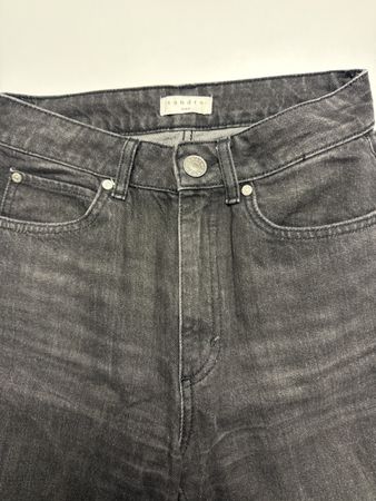 Sandro Paris Jeans Black Denim Frayed Hem Size 36