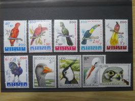 Vögel Belgien Mi 1276-81** + 1706-09** 2 Sätze