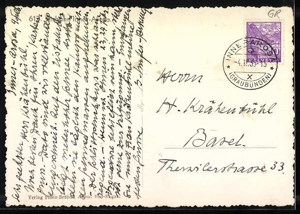 Cartoline postali: Inner-Arosa, Schlittschuhläufer auf der – Usato da Berlin venduto da bartko-reher 1