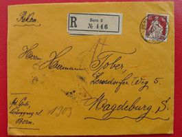 1922, Wertbrief von BERN: Nr.115 Einzelfrankatur, Kat: 80.-+
