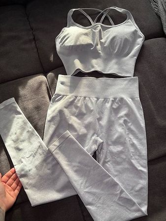TEVEO Damen Sport Set Gr. M  | Hellgrau/Blaugrau
