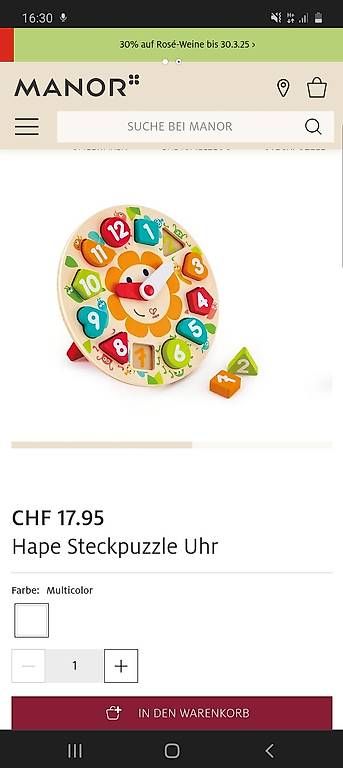 Hape Jouets: Orologio in legno Hape – D'occasion à Tesserete par bab_7ztk 2