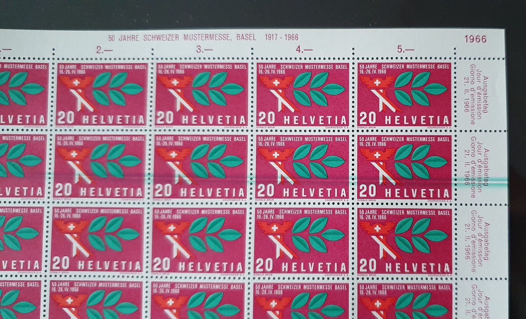 Tutti i francobolli: 1966 Bogen Nr.440 Rakelfehler, Wisch durch den Bogen – Usato da Kreuzlingen venduto da Rschweiz1 1