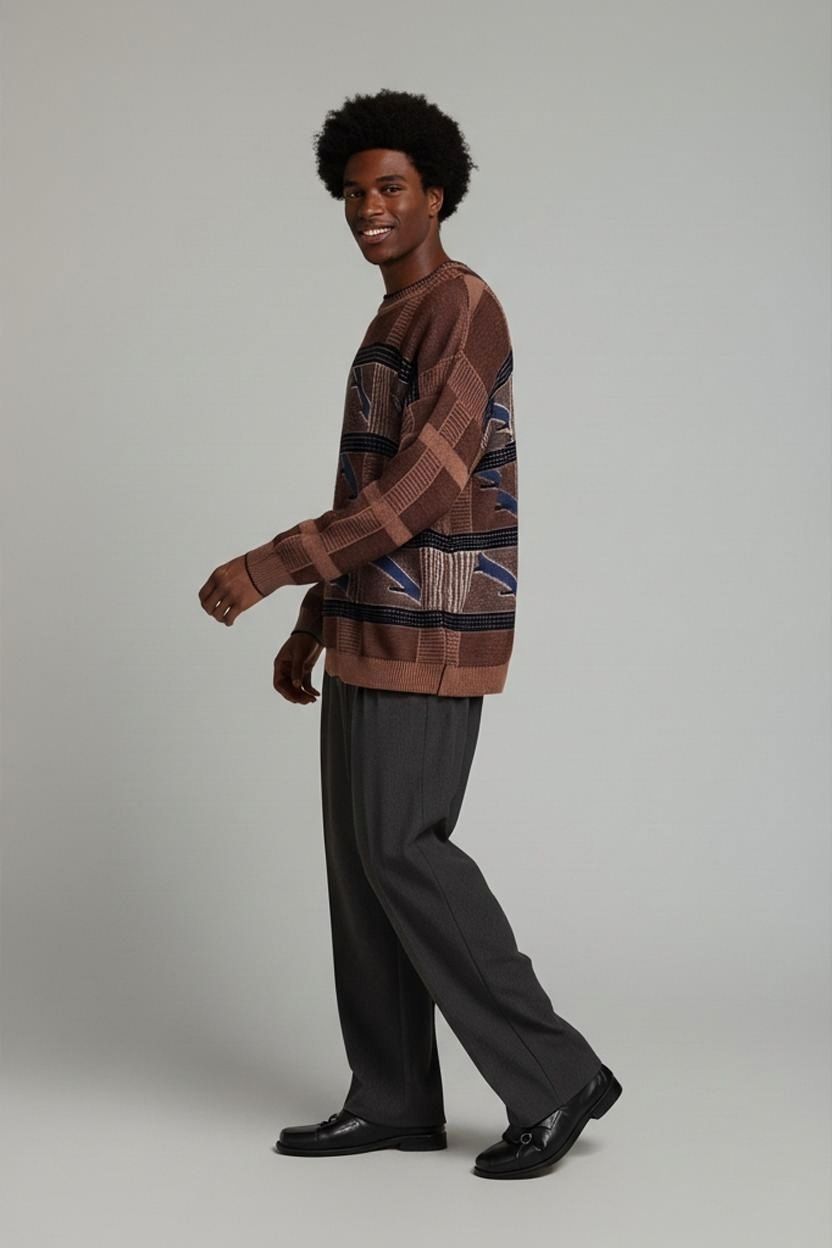 Maglioni & Felpe: Vintage BAFFO Brauner Pullover mit geometrischem Muster - – Usato da Zug venduto da vinokilo