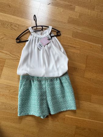 Sommer Jumpsuit / neu mit Etikett / grün, weiss Glitzer/ M