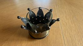 Kerzenständer Kronen Design Metall/Glas, Top Zustand!