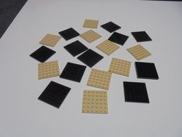LEGO - 20 - PLÄTTLI - 6 X 6 - SCHWARZ - BEIGE