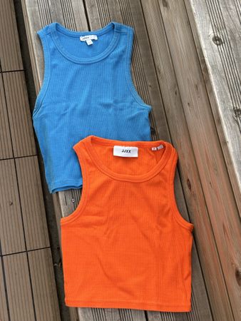 Tanktops 2 Stk, blau orange, Gr M und XS