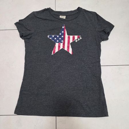 Damen T-Shirt dunkelgrau Grösse S Stern USA Print