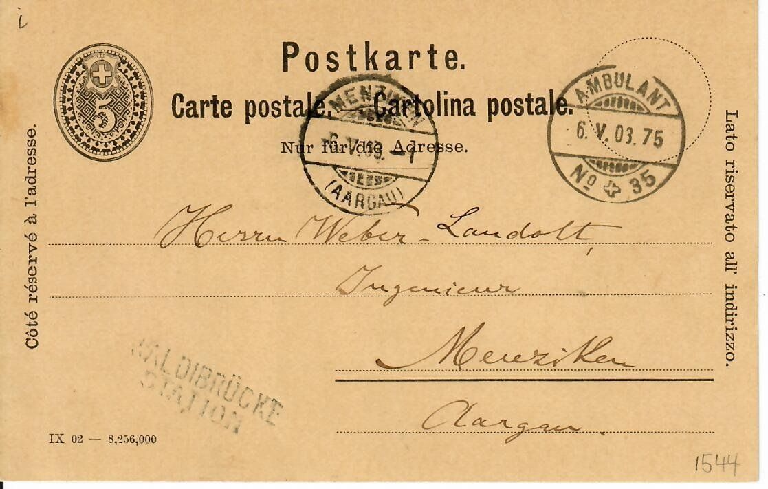 Tutti i francobolli: PK, 1903 Stabstempel Waldibrücke Station – Usato da Hochdorf venduto da Ziegel-16