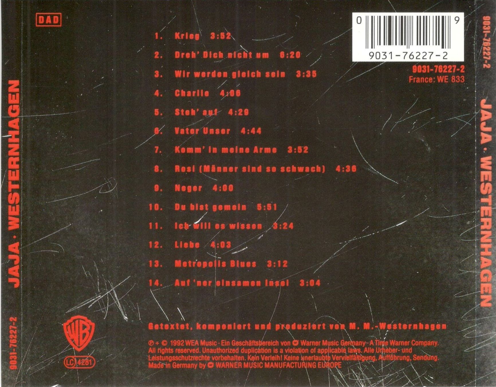 CD: Westernhagen CD Jaja – Usato da St. Margarethen TG venduto da ursk10 1