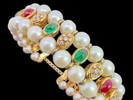 Perlenarmband Rubine Saphire Smaragde Diamanten *S950