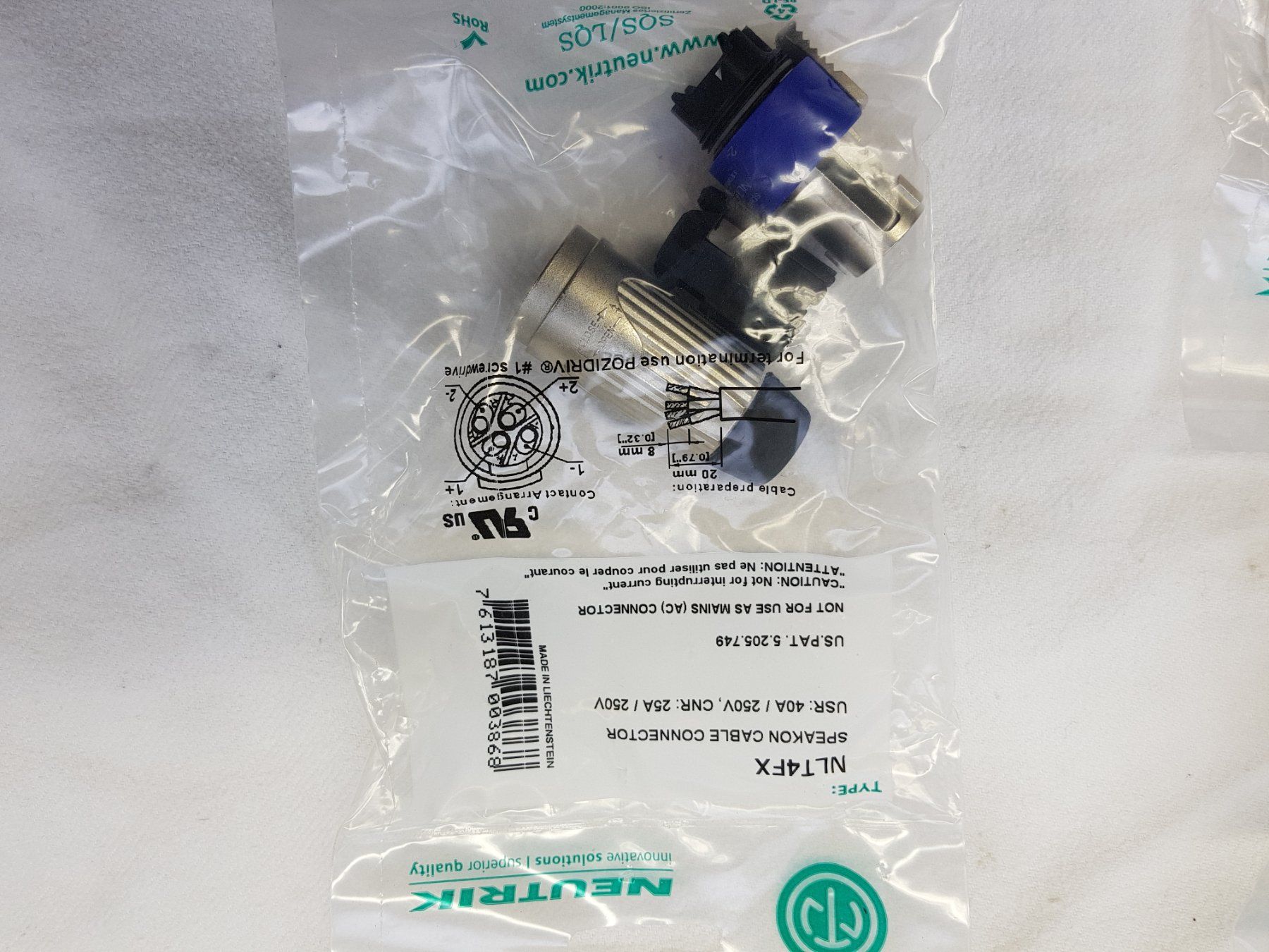 Neutrik Cavi: Neutrik Speakon Stecker 5x NLT4FX – Nuovo e nell'imballaggio originale da Sargans venduto da Bomp