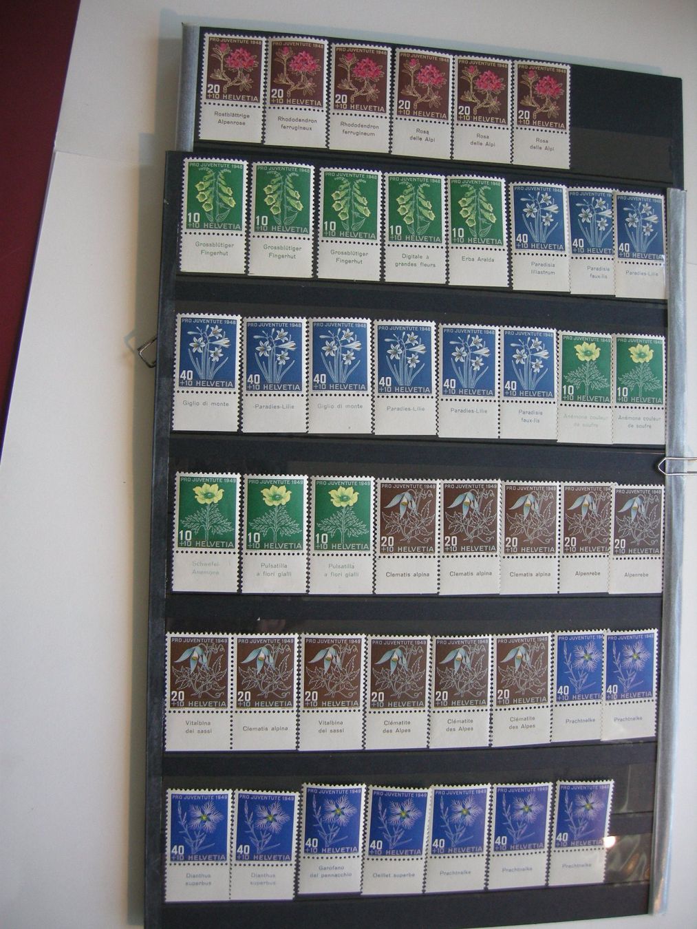 Tutti i francobolli: 1948/1949 PRO JUVENTUTE TABS, RESTLOT, POSTFRISCH/** – Usato da Rüti ZH venduto da jupi1945