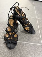 Schwarze Keilsandalen mit Schnürung, Grösse 40- Sommer!