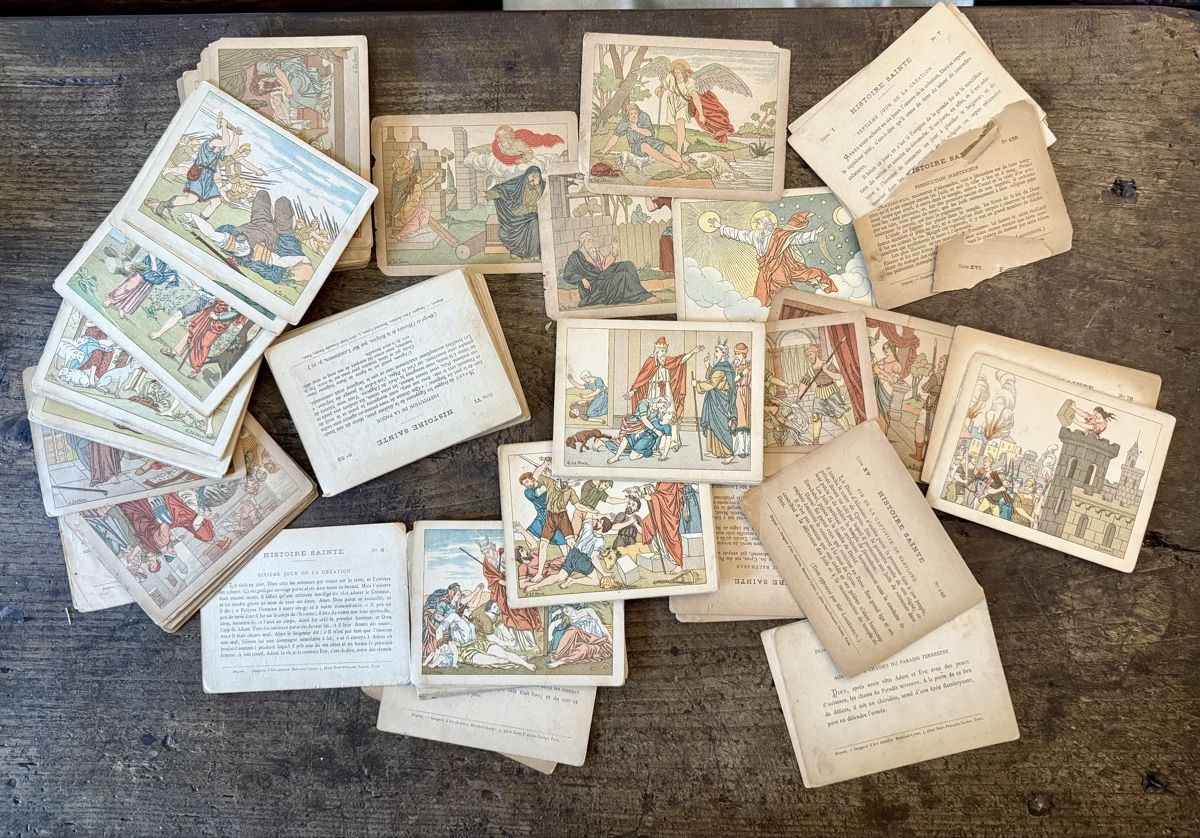 Cartoline postali: Antike illustrierte religiöse Karten, "HISTOIRE SAINTE" – Usato da Lamone venduto da LaCantinaMagica 1