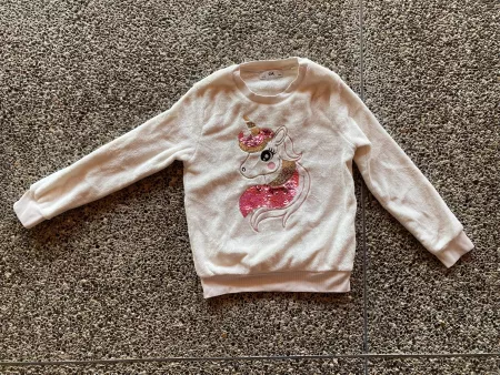Pullover mit Wendepailleten, Einhorn, Gr. 140