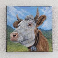 Kuh Acrylbild – Handgemalt, Einzigartiges Unikat