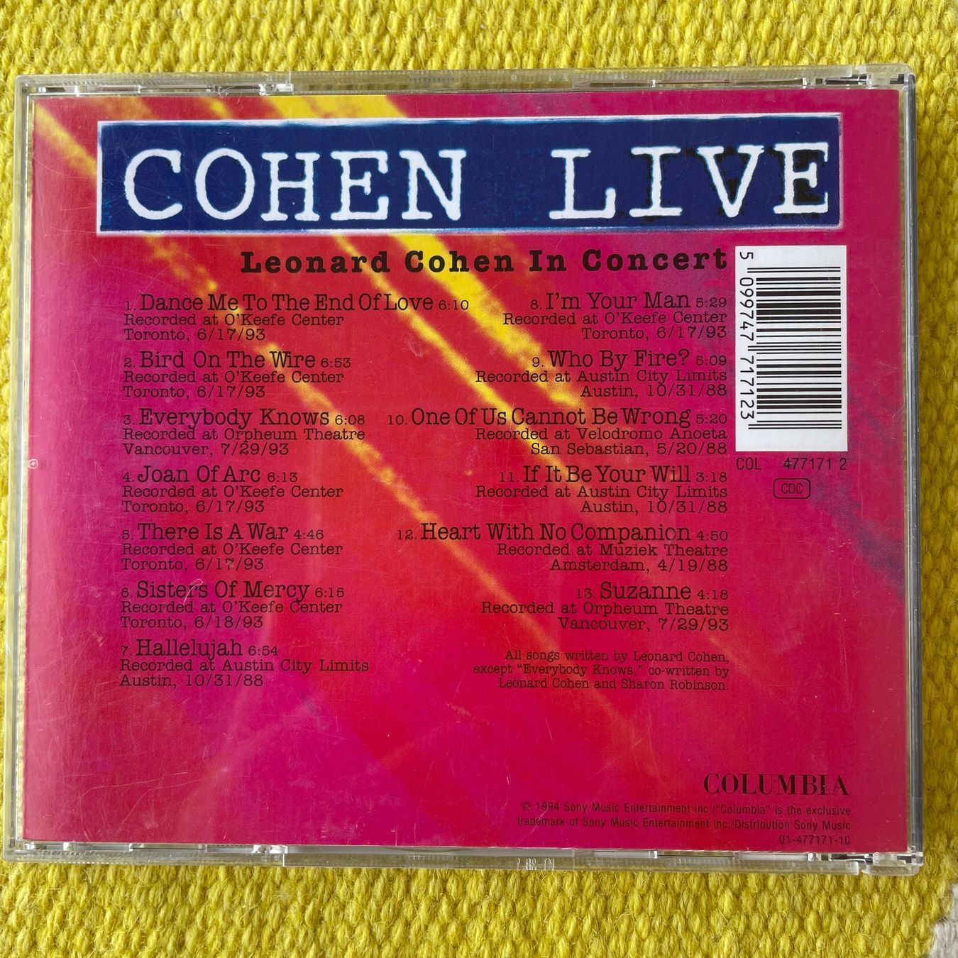 CD: LEONARD COHEN-LIVE IN CONCERT – Usato da Rorschacherberg venduto da CD-Roli 1