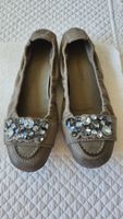 Damen Ballerinas K&S Leder Grösse 38 / 5 Schmucksteine Braun