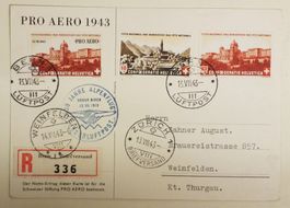 B198) 1943 Pro Aero Offizielle Karte mit allen Stempel Lp