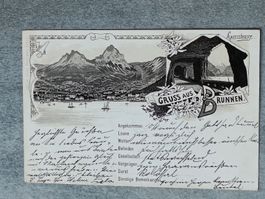 Litho PK / Gruss aus Brunnen SZ - Gelaufen 1897