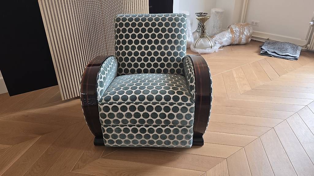 Divani: Salon club art deco ébène de Macassar  – Usato da Mollens VD venduto da espritartdeco 5