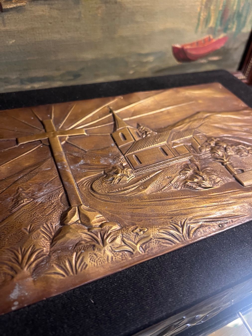 Portagioie: Antike Schmuckschatulle mit Messingrelief – Usato da Oberengstringen venduto da Djs 5