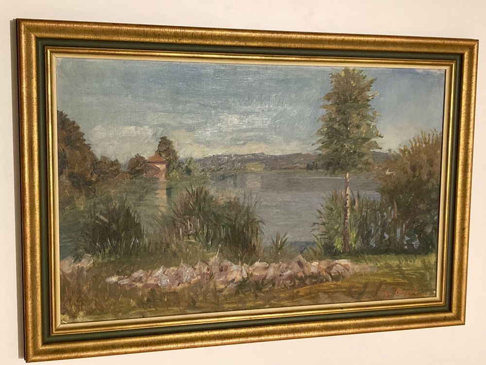 H. Peters Landschaftsgemälde Mit Meer, Schiffe Und Produktbild-Vorschau 1